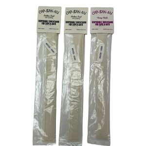 New Cap-Ban-Nu Disposable Sweatband For Caps & Hats Beige Lot of 3 Padded